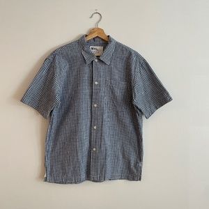 MHL. by Margaret Howell Gingham Check Short Sleeve Shirt in Navy